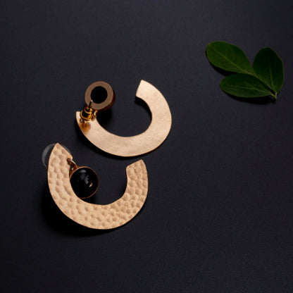 Hammered Black Stone Earrings