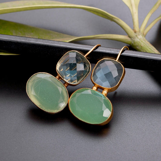 Aqua Chalcedony Dangle Earrings