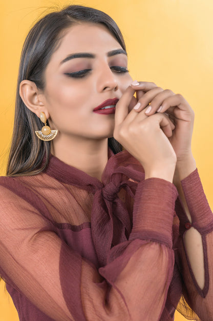 Beige Boho Filigree Earrings