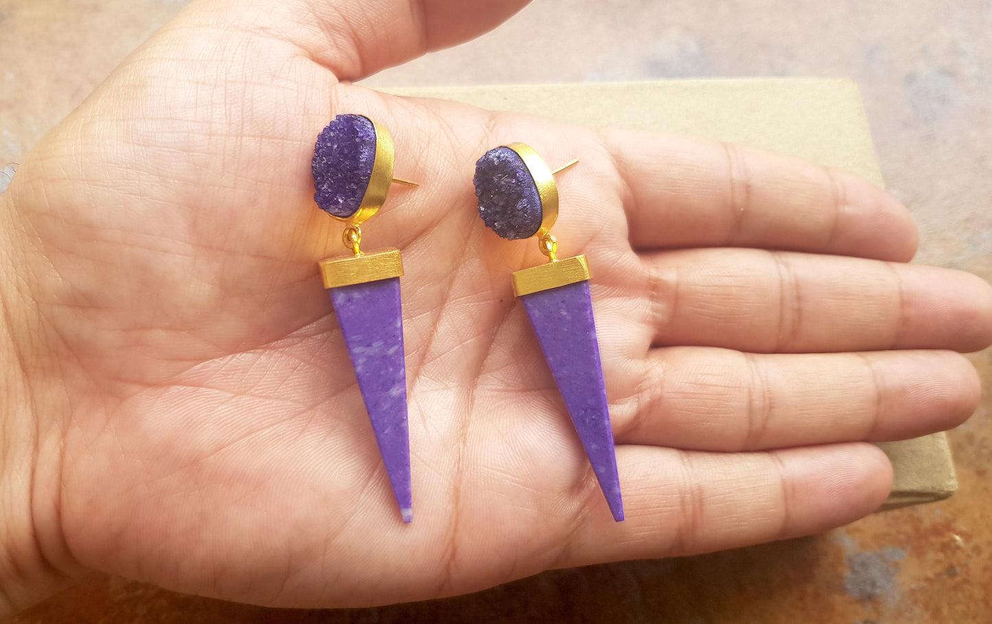 Purple Jasper Spike Earrings