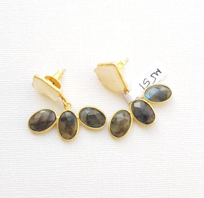 Labradorite Yellow Druzy Earrings