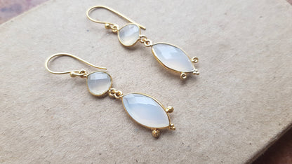 White Opal Teardrop Earrings