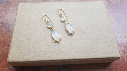 White Opal Teardrop Earrings