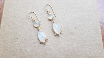 White Opal Teardrop Earrings