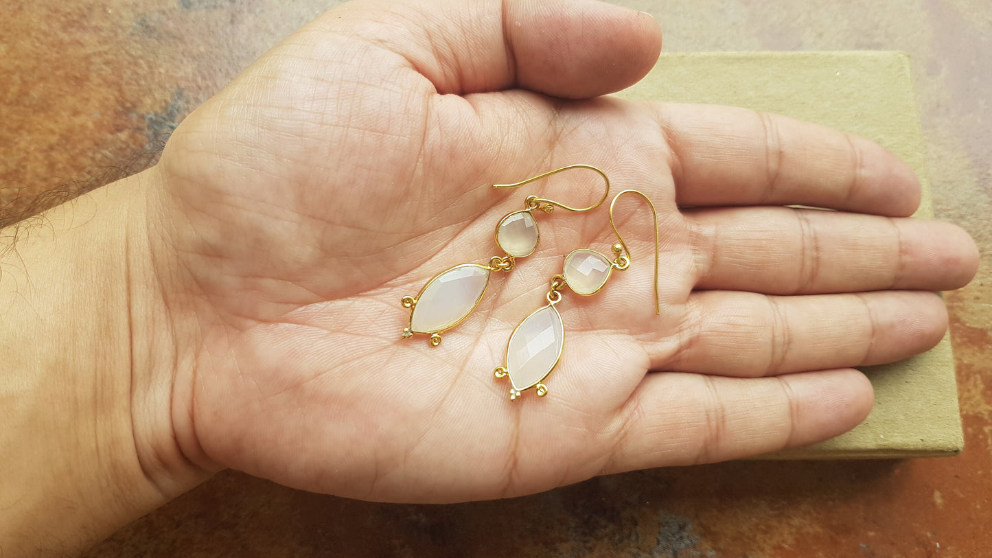 White Opal Teardrop Earrings