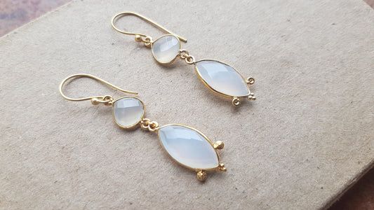 White Opal Teardrop Earrings