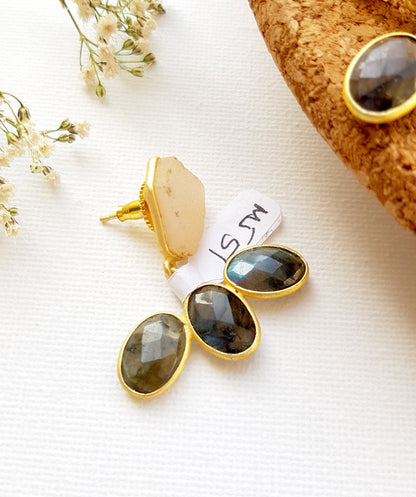 Labradorite Yellow Druzy Earrings