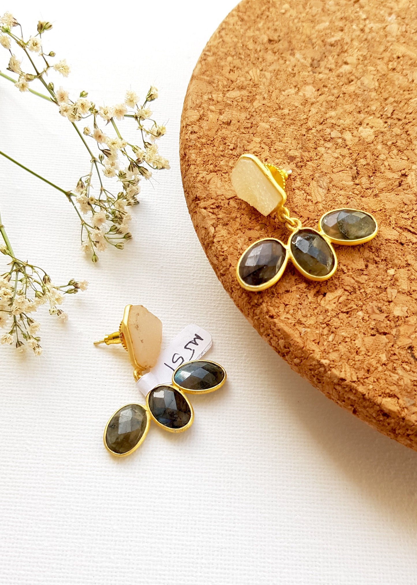 Labradorite Yellow Druzy Earrings