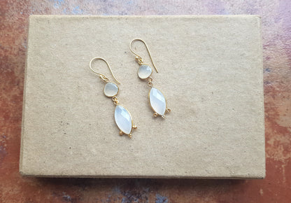 White Opal Teardrop Earrings