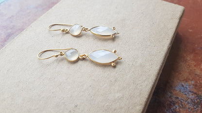 White Opal Teardrop Earrings