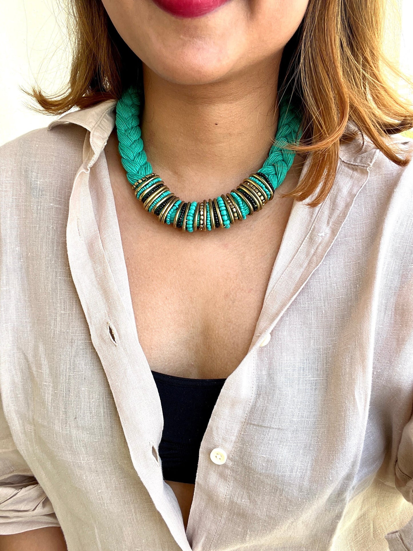 Turquoise Boho Bib Necklace