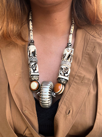 Elephant Carved Tribal Necklace