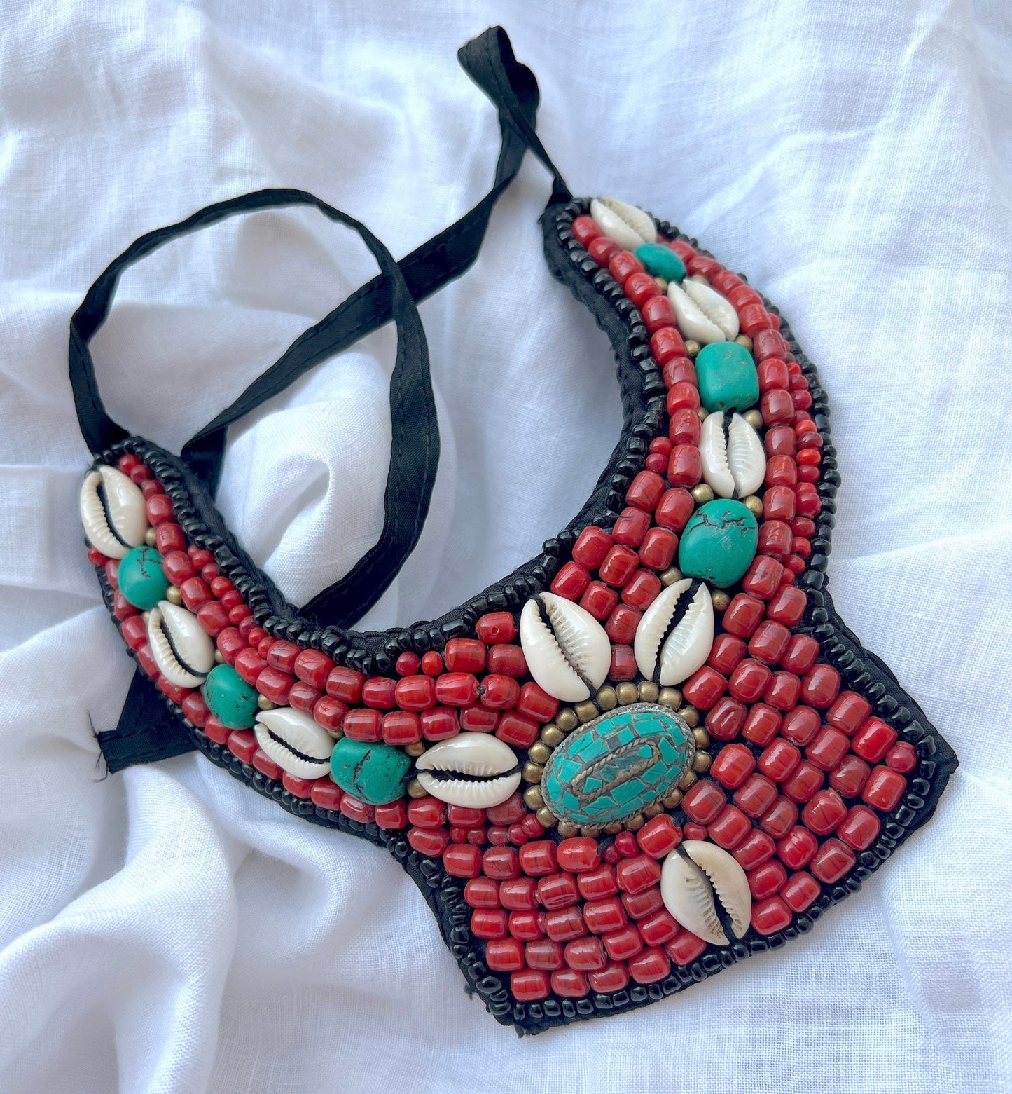 Coral & Turquoise Cowrie Necklace