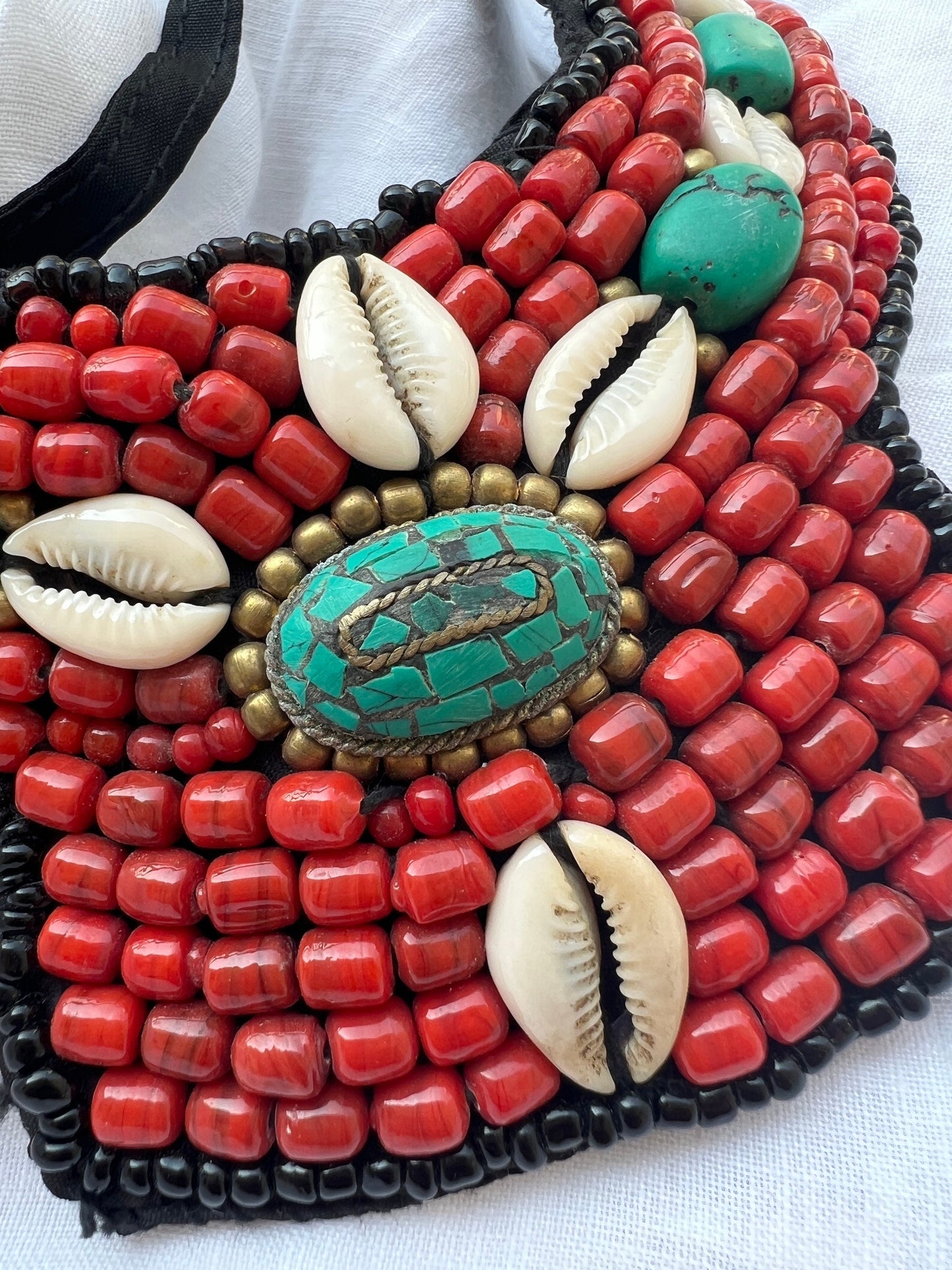 Coral & Turquoise Cowrie Necklace