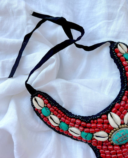 Coral & Turquoise Cowrie Necklace