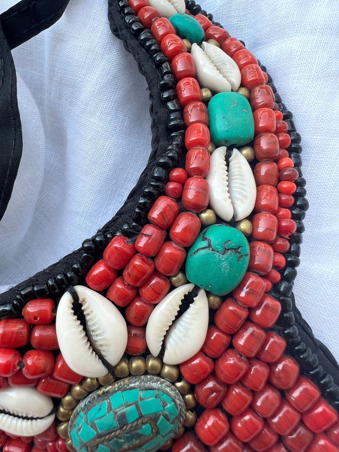 Coral & Turquoise Cowrie Necklace