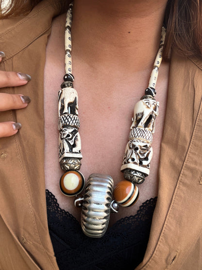 Elephant Carved Tribal Necklace