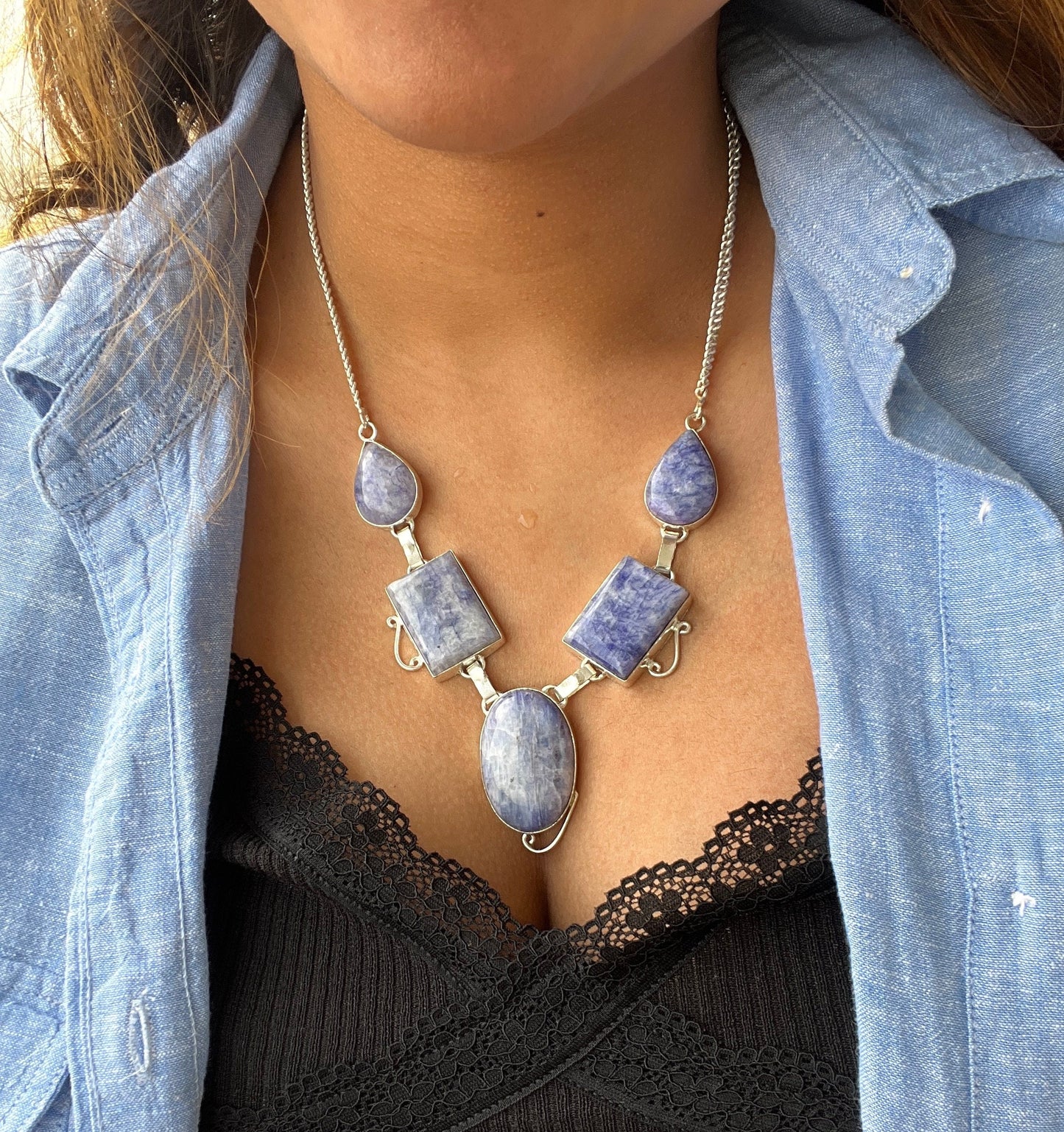 Blue Onyx Gemstone Necklace