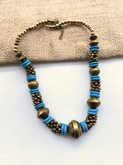 Turquoise Gold Bib Necklace