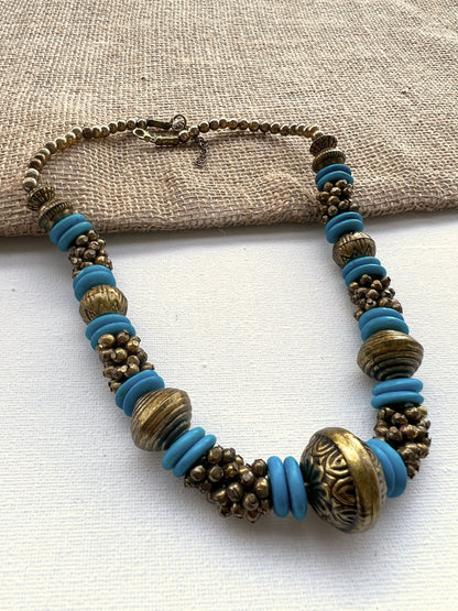 Turquoise Gold Bib Necklace