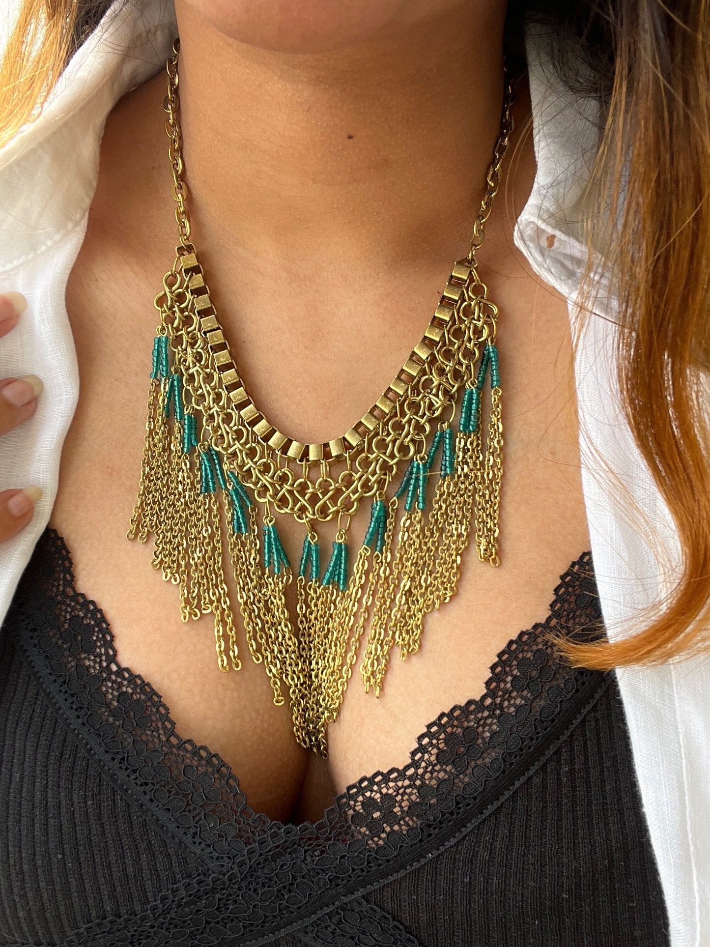 Gold Chain Tassel Necklace