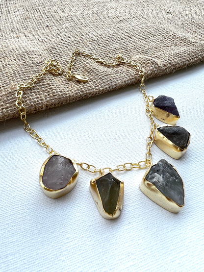 Raw Gemstone Charm Necklace