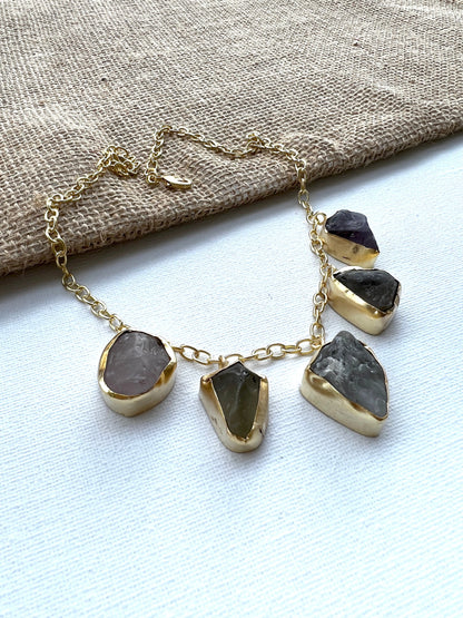 Raw Gemstone Charm Necklace