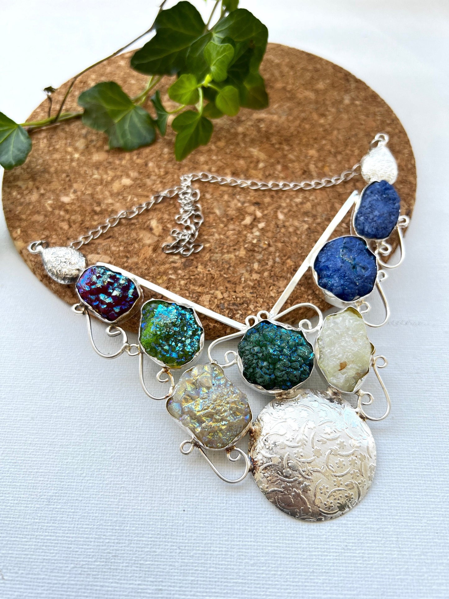 Multi-Color Druzy Bib Necklace