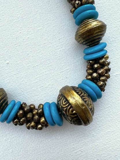 Turquoise Gold Bib Necklace