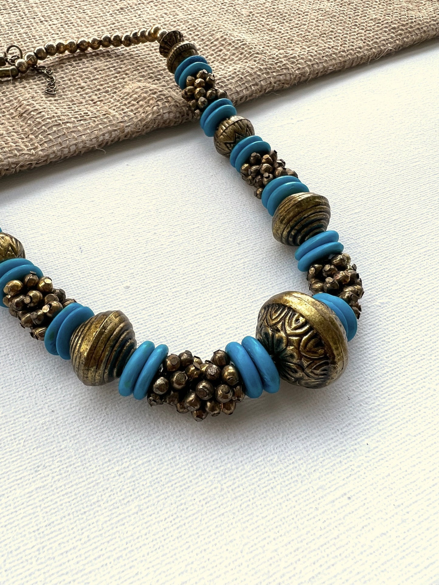 Turquoise Gold Bib Necklace