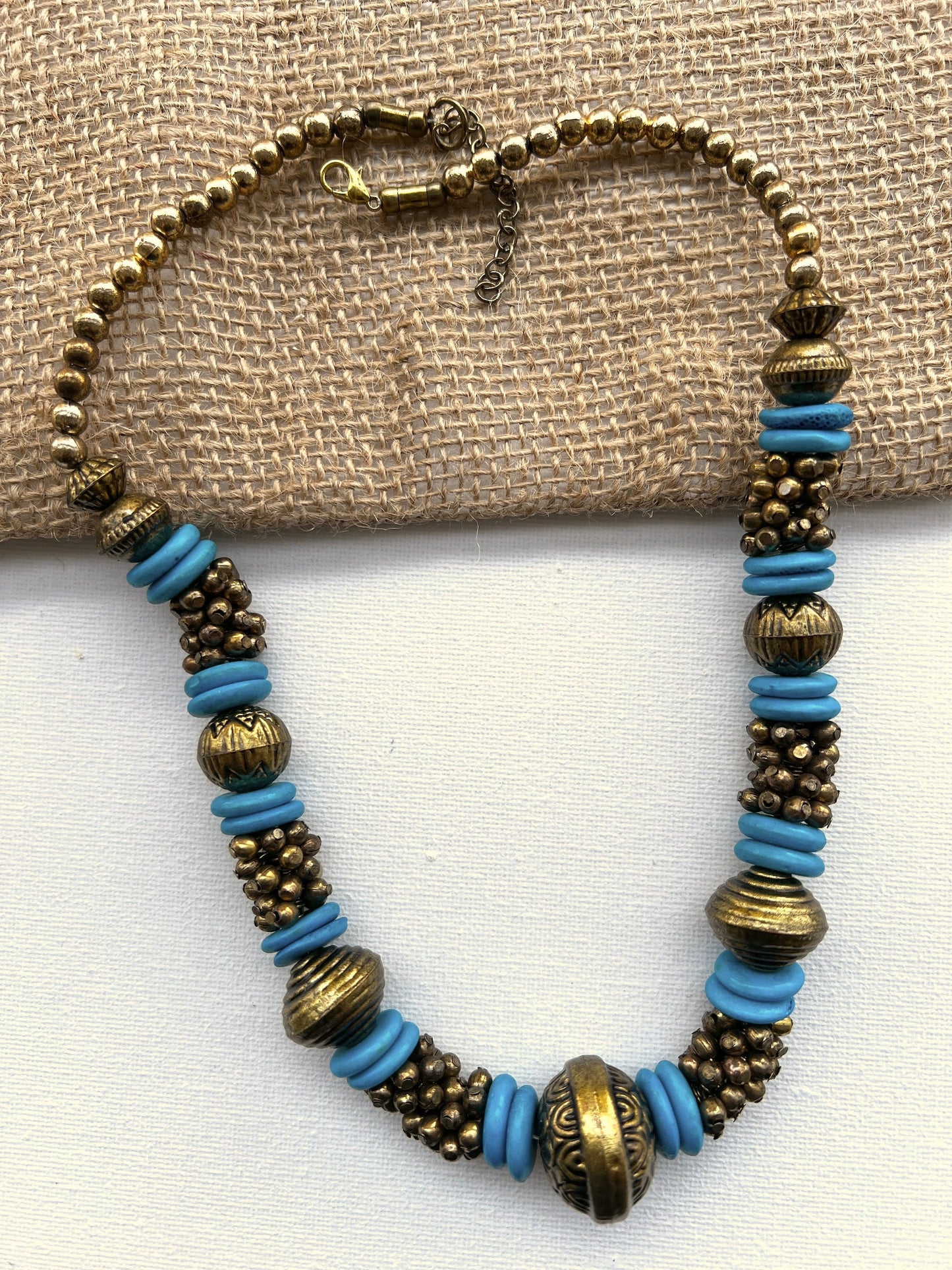 Turquoise Gold Bib Necklace