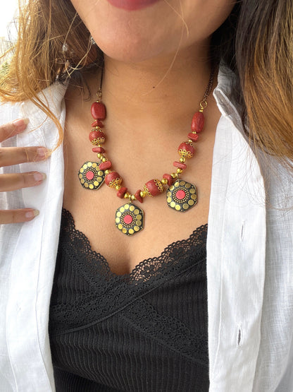 Red Coral Beaded Necklace