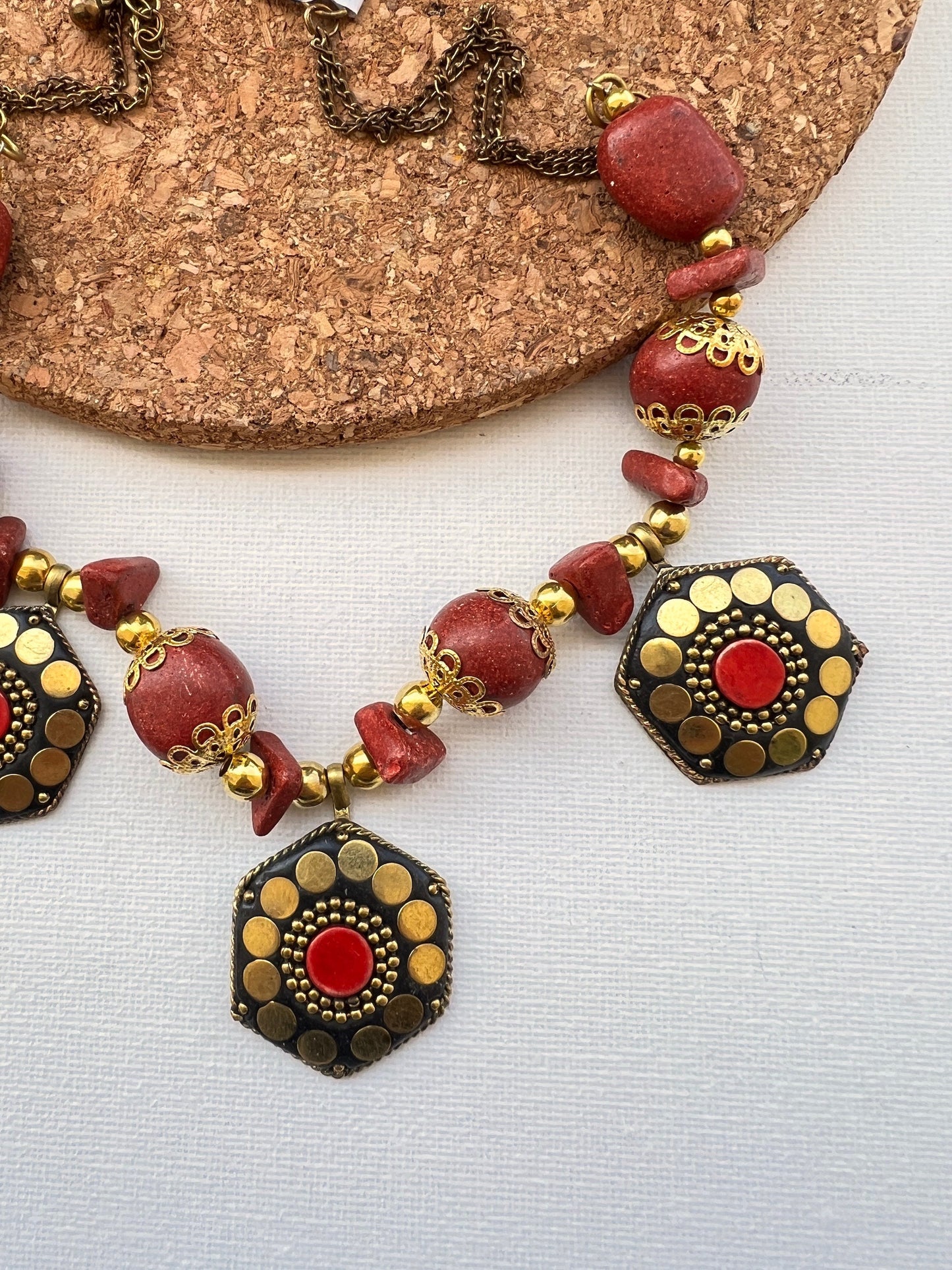 Red Coral Beaded Necklace