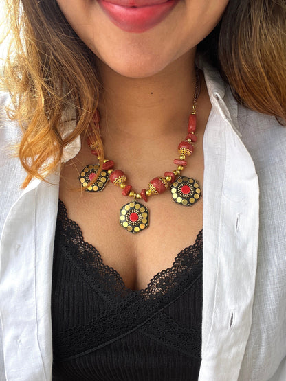 Red Coral Beaded Necklace