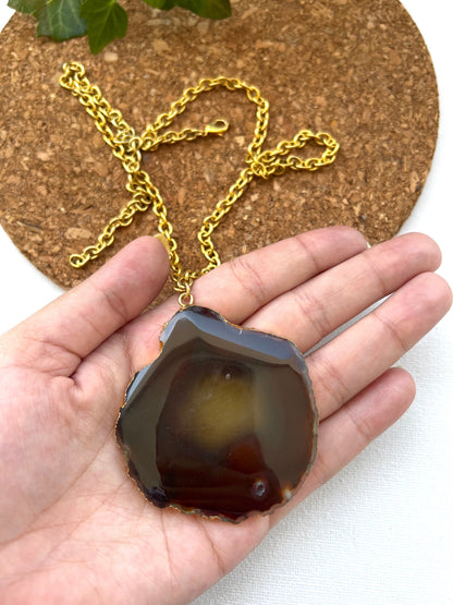 Brown Agate Pendant Necklace