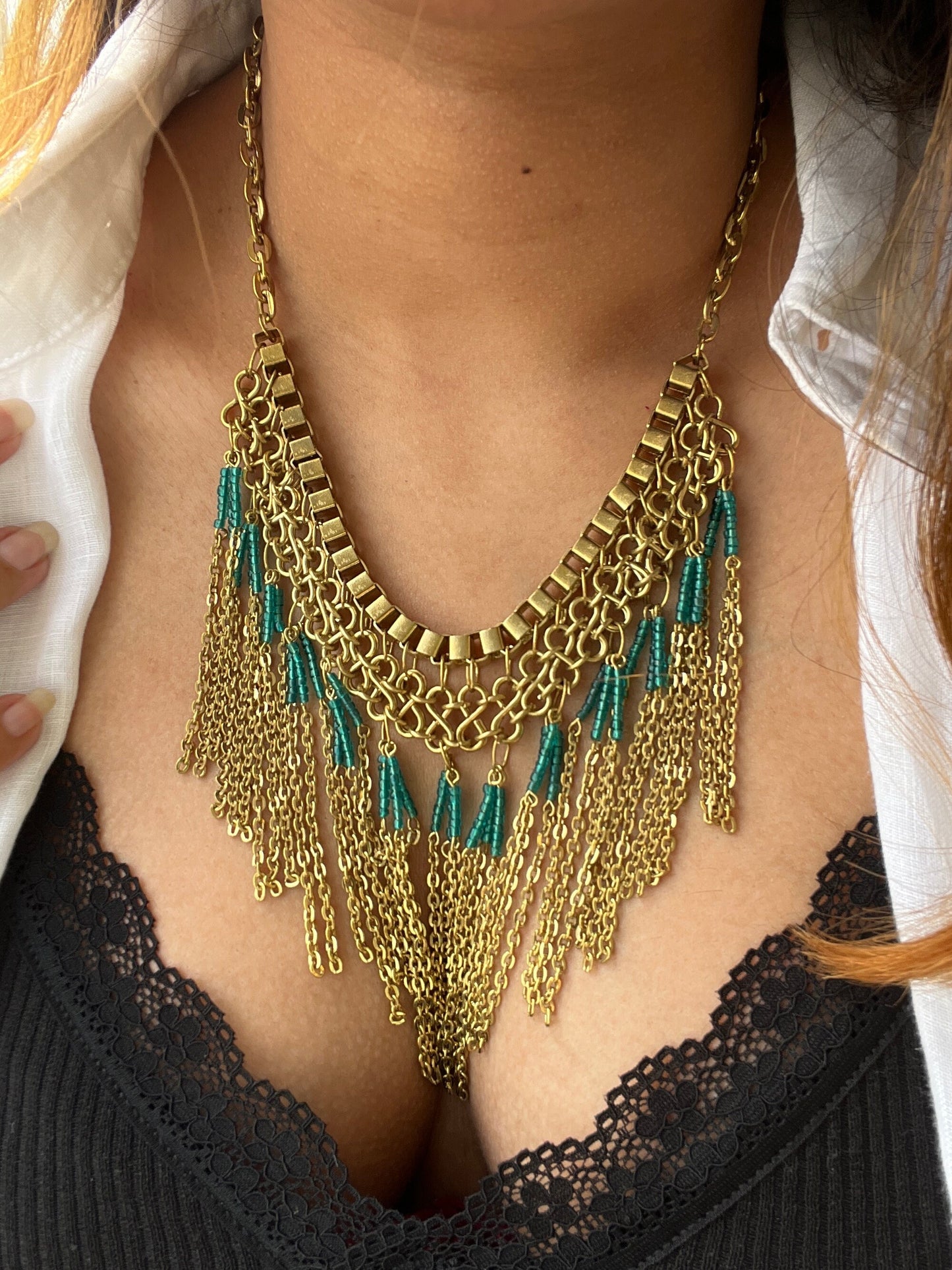 Gold Chain Tassel Necklace