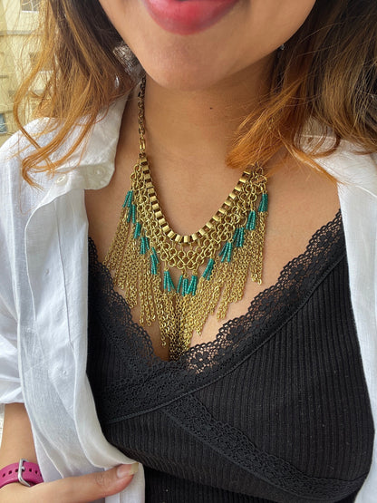 Gold Chain Tassel Necklace