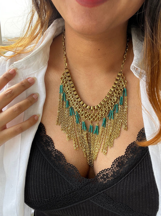 Gold Chain Tassel Necklace