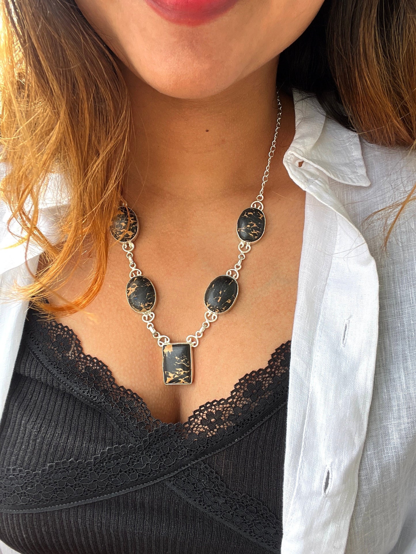 Black Lace Agate Necklace