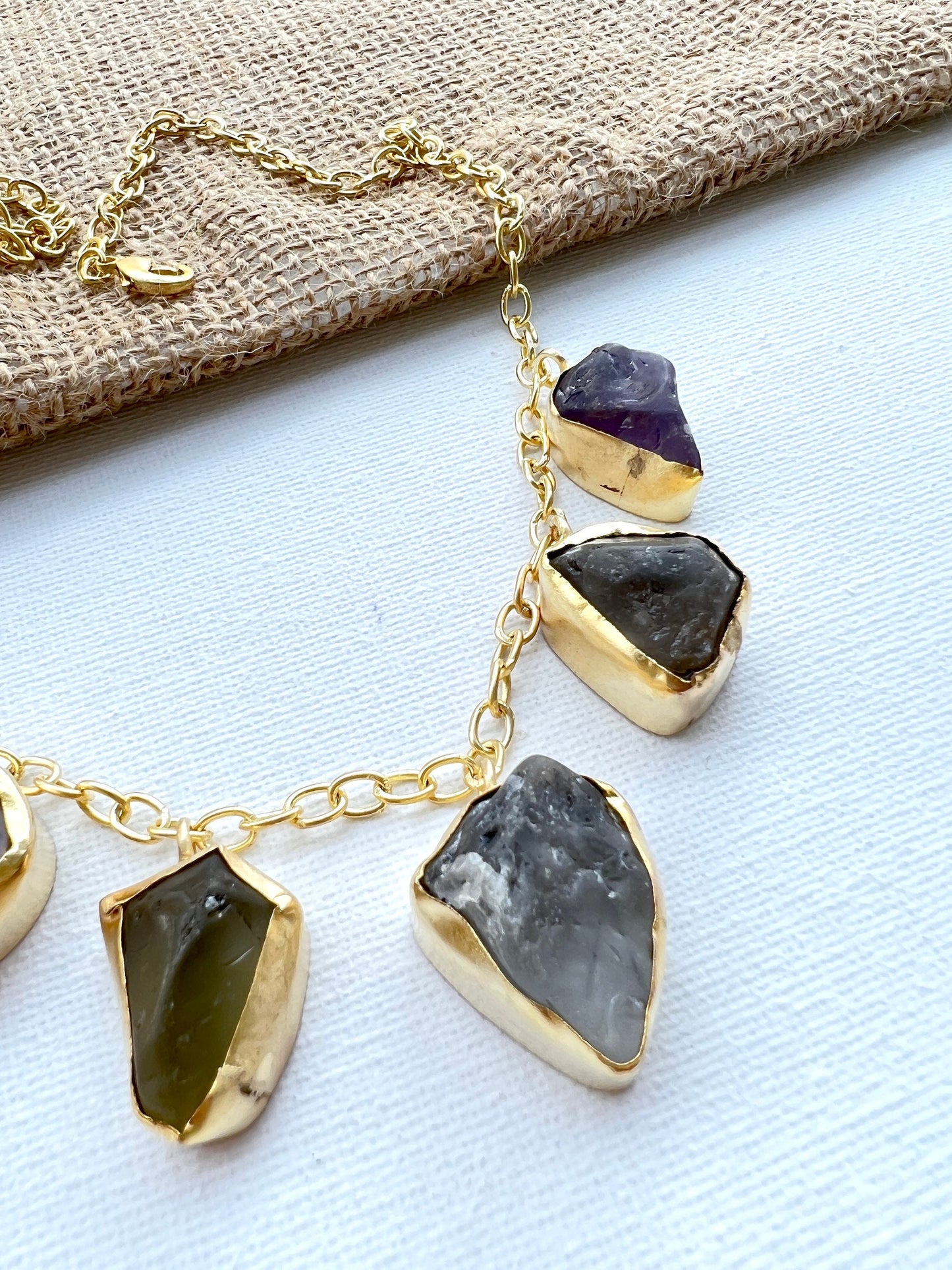 Raw Gemstone Charm Necklace