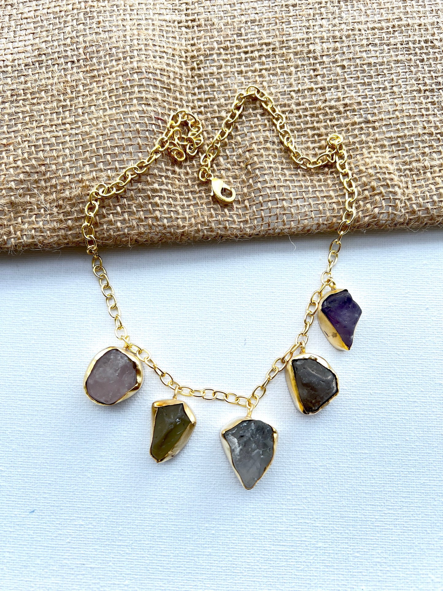 Raw Gemstone Charm Necklace