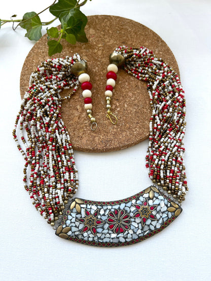 Tibetan Beaded Bib Necklace