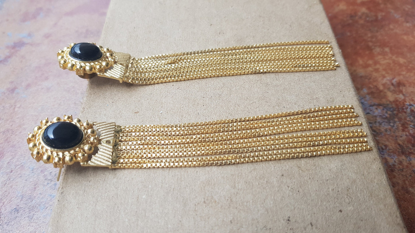 Gold Chain Tassel Earrings