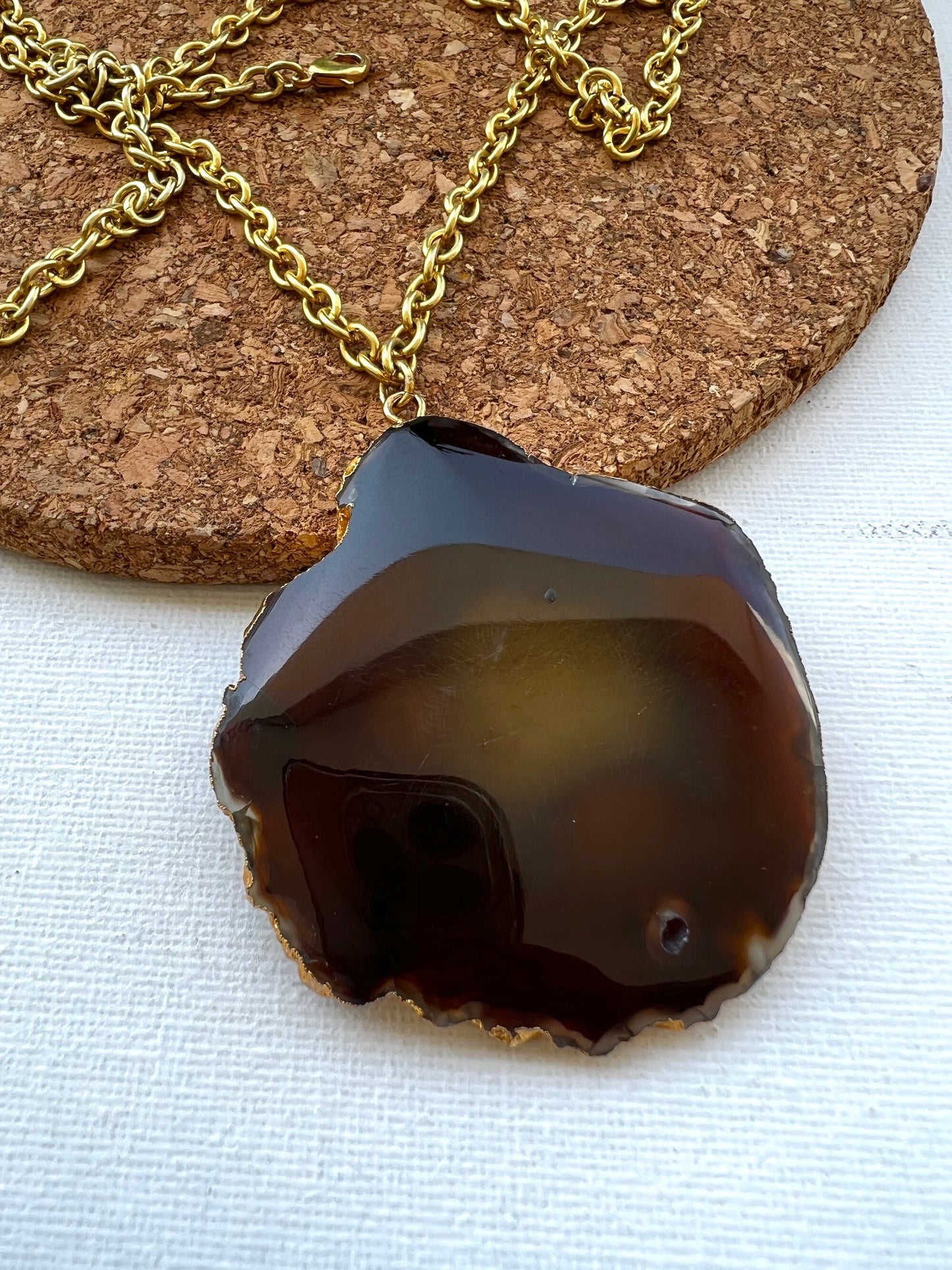 Brown Agate Pendant Necklace