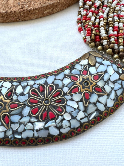 Tibetan Beaded Bib Necklace