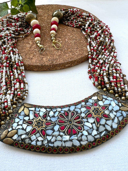 Tibetan Beaded Bib Necklace