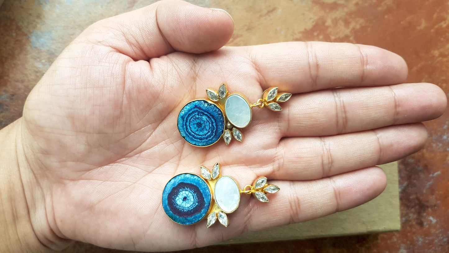 Blue Stone Drop Earrings