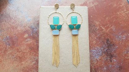 Natural Blue Chalcedony Tassel Earrings