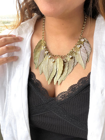 Gold Leaf Bib Necklace