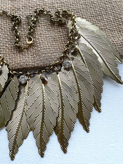 Gold Leaf Bib Necklace